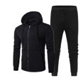 thumbnail image 2 of Men's Fall Winter 2 Piece Slim Fit Tracksuit Set, Full Zip Hoodie Sweatshirt & Drawstring Tapered Jogger Pants, Warm Athletic Workout Activewear Sweatsuit, 2 of 5