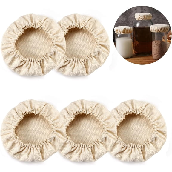 RUseeN Cloth Covers for Sourdough Starter Jars Fabric Lids, Fit Jars Mouth from 3-4 inch, 5 Pack