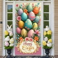 thumbnail image 3 of Colorful Easter Eggs Easter Banner Floral Decor Happy Easter Display Pastel Colors Bowknot Accents Easter Egg Backdrop for Easter Party Family Gathering Photo Shoot, 3 of 9