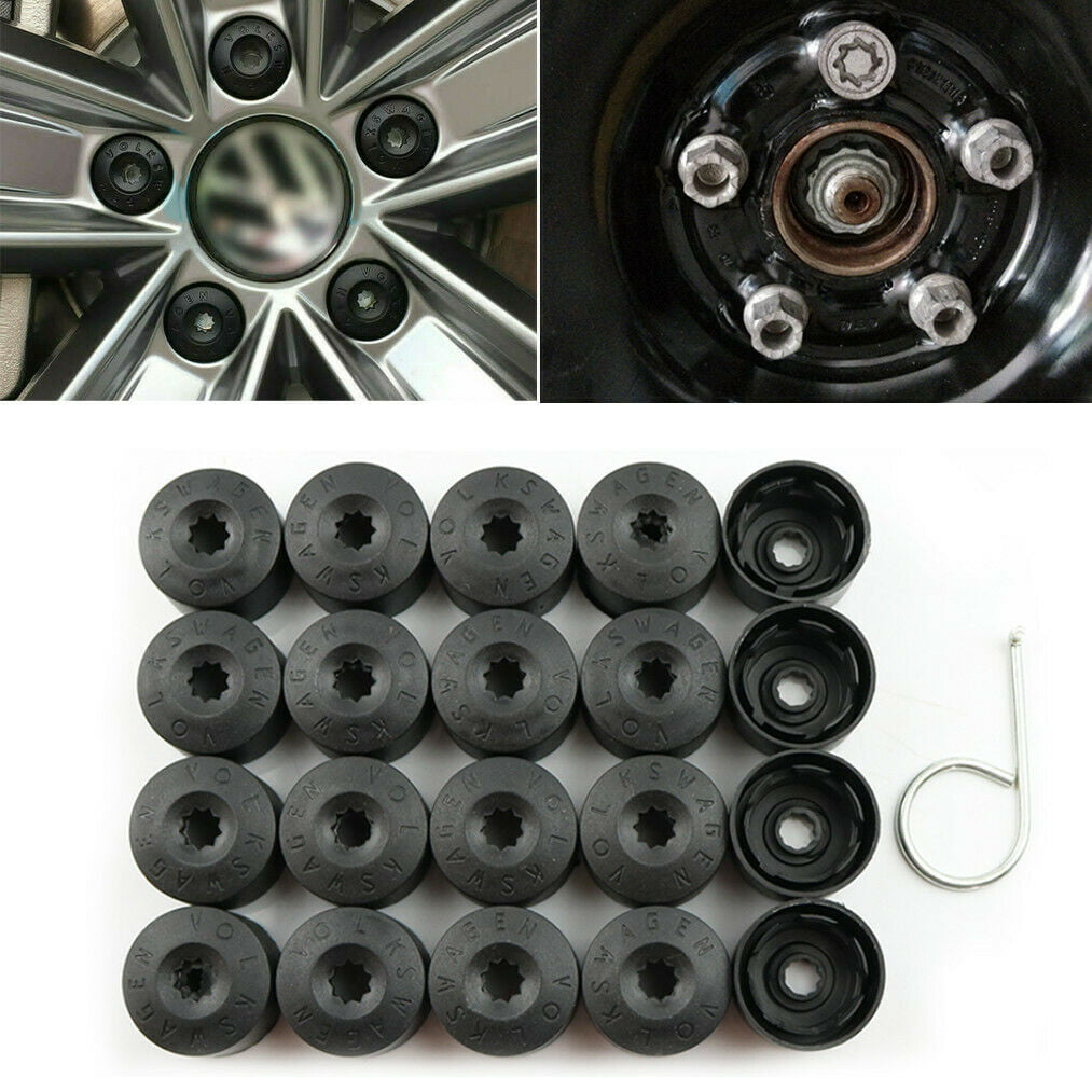 Set of 20 For VW Volkswagen Wheel Lug Nut Bolt Cover Black Caps OEM 1K06011739B9 
