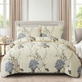 thumbnail image 2 of Hong and Arts Inc. Printed Ultra Soft Rayon from Bamboo All Season Duvet Cover Set with Corner Tie and Hidden Zipper, Blue Chrysanthemum Floral Cream,, 2 of 5