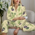 thumbnail image 6 of Hirioo Green And Purple Grapes for Women's Pajama Sets 2 Piece Pjs Women's Long-Sleeved Pajama Set Button Down Sleepwear,S-XXL-X-Large, 6 of 7