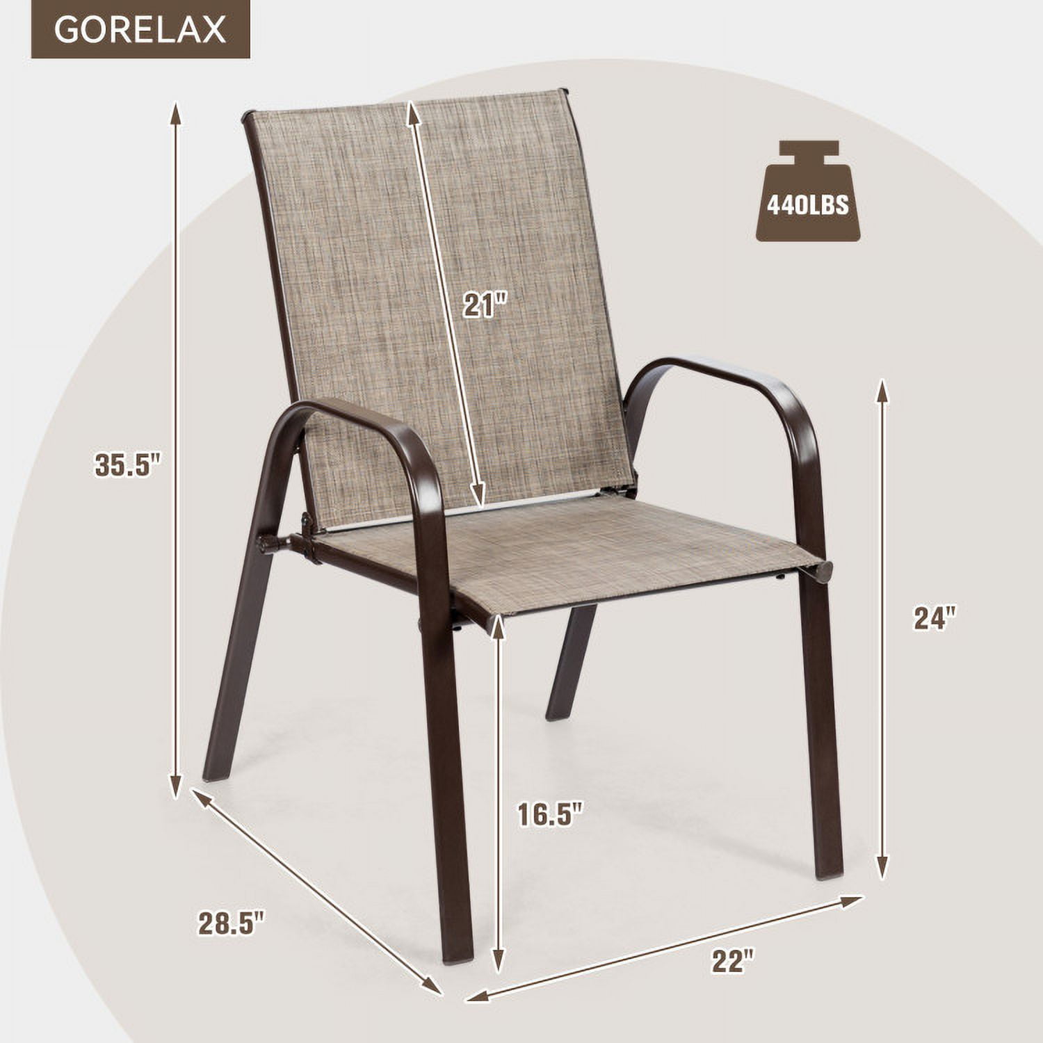 Aimee Lii 2 Pcs Patio Chairs Outdoor Dining Chair with Armrest, Outdoor Patio Set, Gray