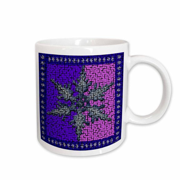 3drose, Large Snowflake Tile in Blue and Purple, 11oz Mug