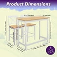 thumbnail image 2 of Kings Brand Furniture 3-Piece Counter-Height Dining Set – Solid Wood Table & 2 Chairs for Kitchen & Small Spaces, 2 of 9