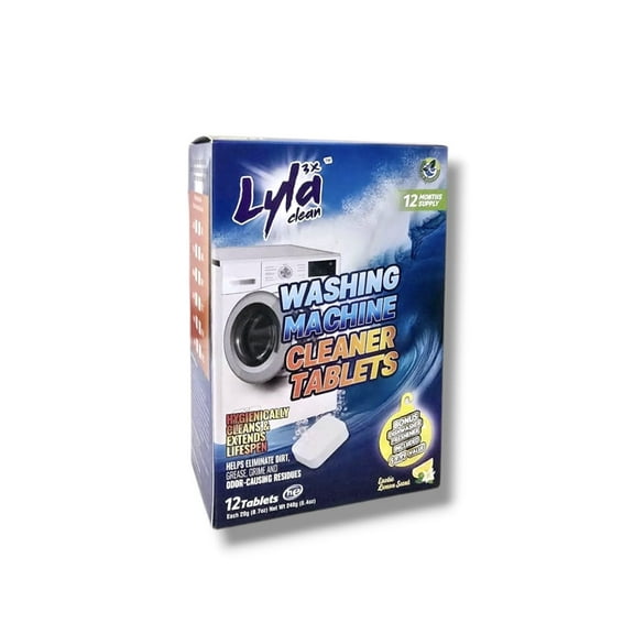 LYLA 3X Washing Machine Cleaner Tablets, 12-pack Deep Cleaning Tablets For HE Front Loader & Top Load Washer,Helps Remove odor, dirt,lime & detergent,Hard Water Buildup – Septic Safe
