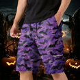thumbnail image 2 of GrmtClth Halloween print shorts for men Funny Jack O Lantern Cute Pumpkin Utility Cargo Shorts Quick Dry Knee Length Short Pants Fun Travel Beach Clothing Dark Purple 2XL, 2 of 5