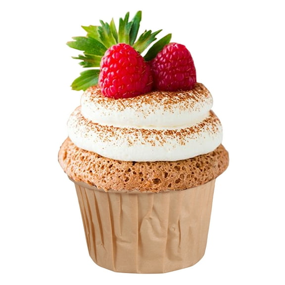 GOOHOCHY Khaki Paper Cake Cups for Baking Muffins and Desserts Oilproof Nonstick 230°C Resistant 60PCS