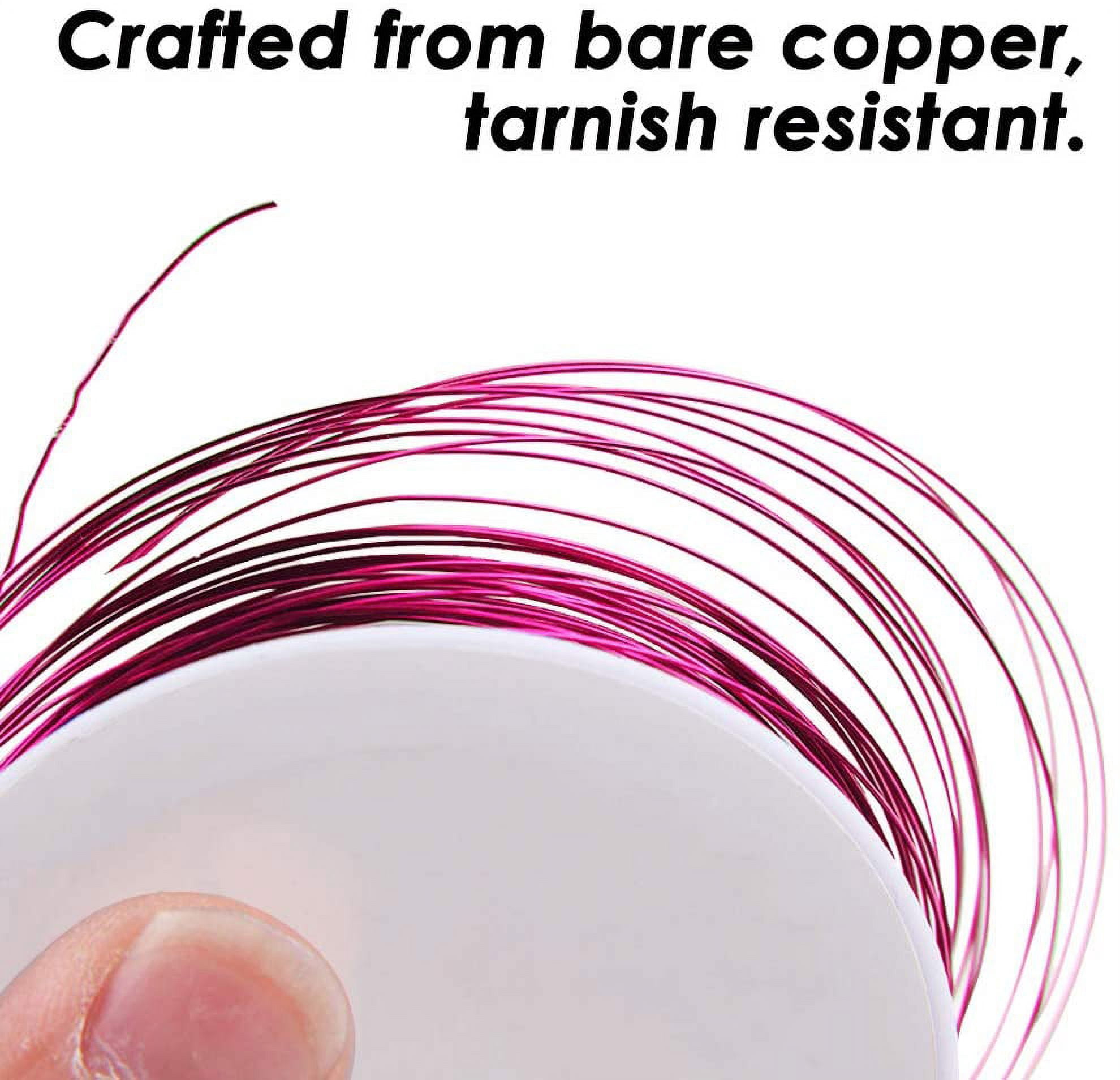 10 Pack Jewelry Beading Wire with Cutting Pliers, DaKuan Craft Wire Jewelry Beading Wire Tarnish Resistant Copper Wire for Jewelry Making (26 Gauge)