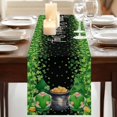 thumbnail image 3 of Table Runners 72 Inches Long Dress Scarves, St. Patrick's Day Farmhouse Kitchen Table Runner, Coffee Tablerunners, Spring Lucky Shamrocks Green Gnomes Black 14x72 Inch, 3 of 9
