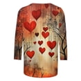 thumbnail image 4 of Valentines Day Gift TMOYZQ Womens Crewneck Tops Plus Size Casual 3/4 Sleeve Pullover Tops Fashion Love Heart Graphic Blouse Valentine's Day Clothes, 4 of 5
