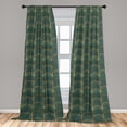 thumbnail image 2 of Geometric Window Curtains, Repeating Reverse U Shapes With Stripe Pattern on Greenish Backdrop, Lightweight Decor 2-Panel Set with Rod Pocket, Pair of - 28"x84", Pale Earth Yellow Teal, by Ambesonne, 2 of 3