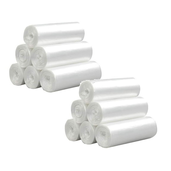 6/12/18Pack Small Clear Bags, Strong 1.3 Gallon1.5 Gallon 1.6 Garbage Bags, White Liners for Home Kitchen Bathroom Bedroom.