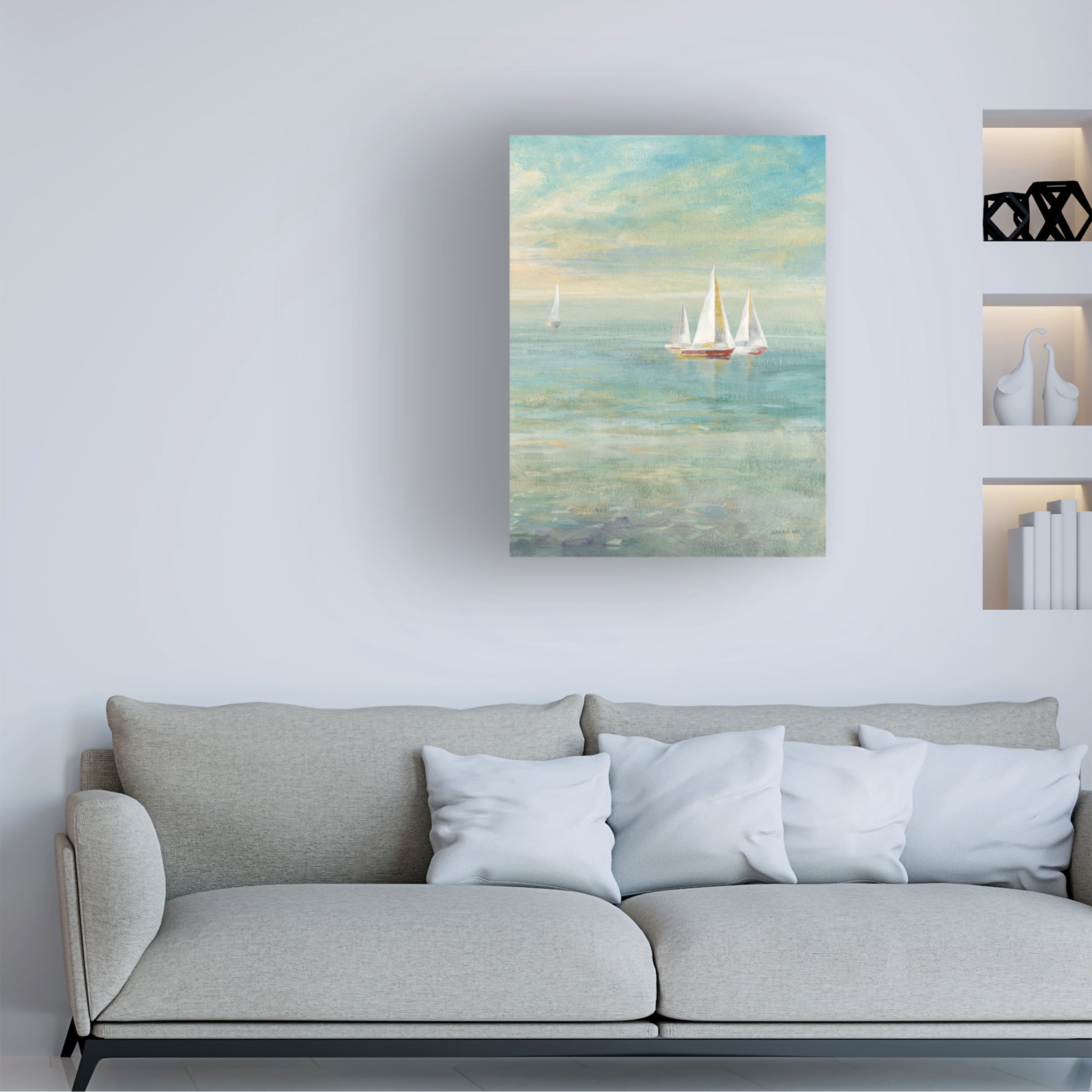 Trademark Fine Art 'Sunrise Sailboats II Nautical' Canvas Art by Danhui Nai