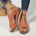 thumbnail image 7 of Strap Sandals for Women, Plus Size Women's Hook & Loop Sandals - Platform Beach Wedges With Breathable Cut-Out Design & Non-Slip Stitched Seams, Wide Width Orthopedic Summer Shoes, Light Brown 8, 7 of 7