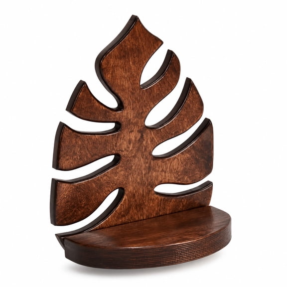 Wooden Wall Plant Holder, Decorative Leaf Wall Shelf, Plant Wall Shelf For Indoor Plants, Wall Mounted Plant Holder, Floating Plant Shelves, Natural Wood Finish for Living Room Porch Balcony Decor