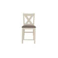 thumbnail image 4 of Transitional 5pc Kitchen Breakfast Dining Set Bone White Counter Height Dining Table and 2x High Chairs 2x Stools Shelve Storage, 4 of 9