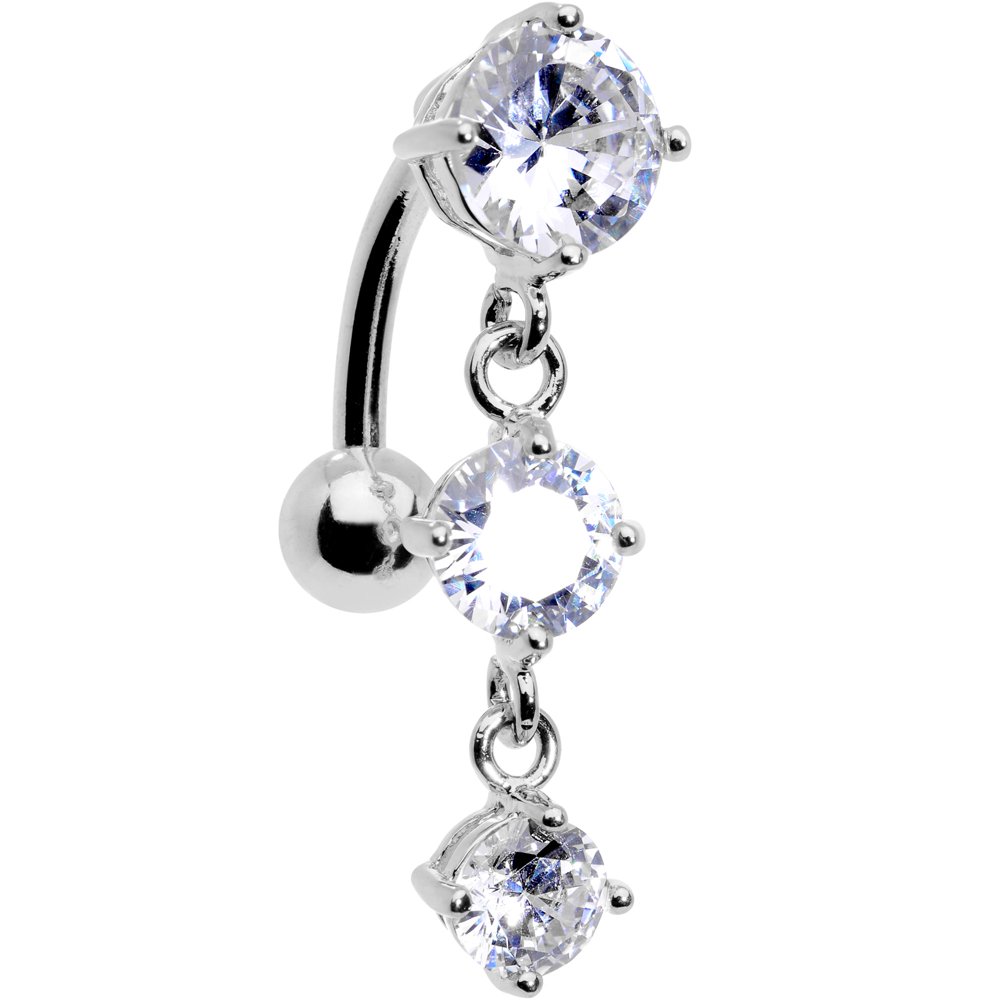 Body Candy Body Candy 14G 316L Stainless Steel Navel Ring Piercing Clear Accent Top Mount