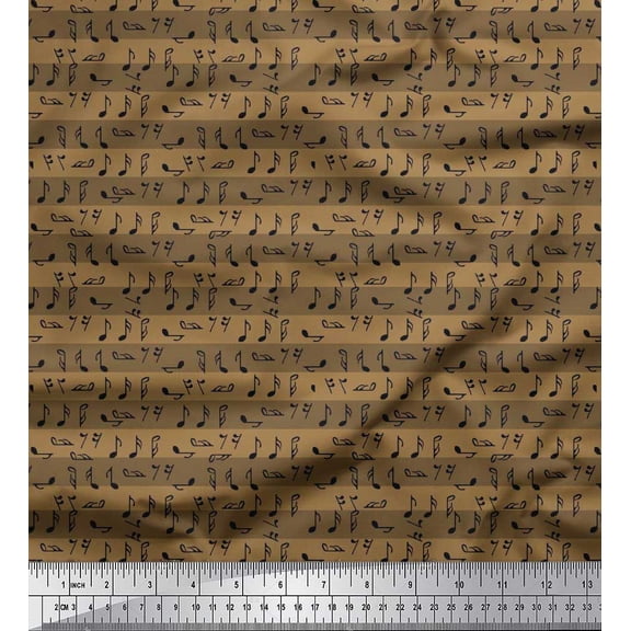 Soimoi Cotton Duck Fabric Stripe & Musical Notes Shirting Printed Craft Fabric by The Yard 42 Inch Wide