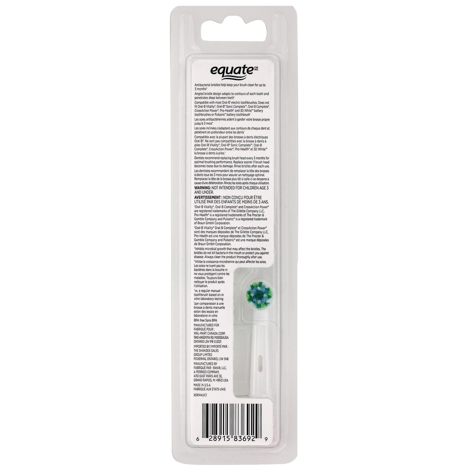 Têtes de brosse de rechange Equate™ Easy Flex Perfect Angle, 3 unités
