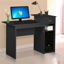 Yaheetech Black Compact Computer Desk With Drawer And Shelf Small