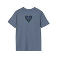 thumbnail image 2 of Hand drawn art with a Cross, Heart & Flowers on a Unisex Softstyle T Shirt, 2 of 4