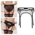 thumbnail image 2 of Sheer Mesh Rhinestones Bowknot Garter Belt Sexy High Waist Lace Suspender Belt with 4 Adjusted Clip for Women Stockings XXL color, 2 of 4