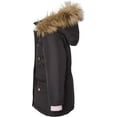 thumbnail image 5 of Girls Fleece Lined Heavy Winter Anorak Jacket Coat Faux Fur Trim Zip-Off Hood 7-8 Black, 5 of 8