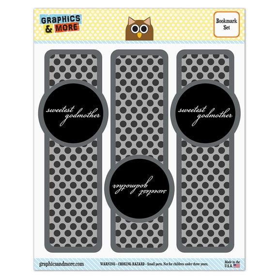 Sweetest Godmother on Black Glossy Laminated Bookmarks - Set of 3