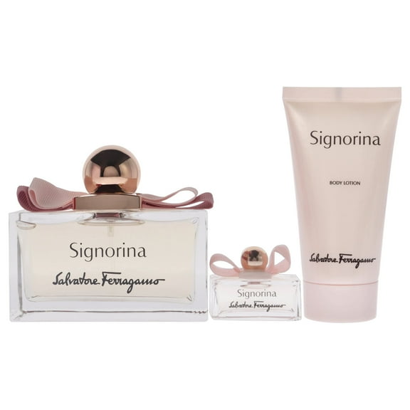 Salvatore Ferragamo Signorina , 3 Pc Gift Set 3.4oz EDP Spray, 0.17oz EDP Spray, 1.7oz Body Lotion