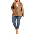 thumbnail image 2 of Agnes Orinda Women's Plus Size Faux Suede Jacket Long Sleeve Notch Lapel Button Blazer Coat 1X Khaki, 2 of 6