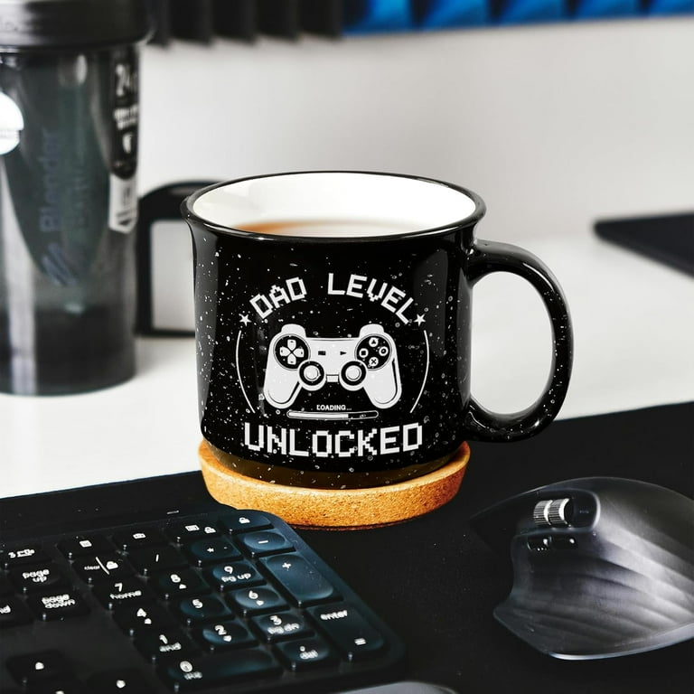 Modwnfy New Dad Gifts, First Time Dad Gifts, Dad Level Unlocked Mug, First Birthday Gifts, Pregnancy Announcement for Dad, Christmas Gifts for Dad, 15 Oz