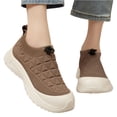 thumbnail image 3 of Women's Orthopedic Arch Support Wide Width Walking Shoes,Protective Toe Cap Non-Slip Thick Sole Breathable Knit Drawstring Slip On Casual Sneakers, 3 of 8