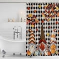 thumbnail image 3 of Thanksgiving Gnomes Shower Curtain, Waterproof Shower Curtains for Bathroom, Fallen Maple Leaf Pumpkin Black Plaid Washable Fabric Bathtub Curtain Set Bath Decor with 12 Hooks 72"x78", 3 of 8