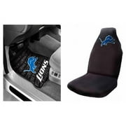 NFL Detroit Lions 2 pc Front Floor Mats & Car Seat Cover Bundle