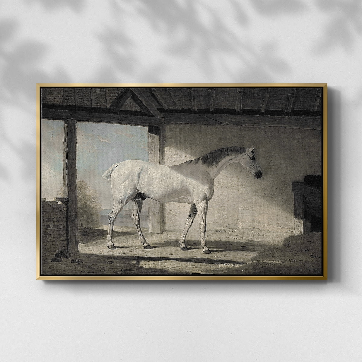 Vintage Animal Print-XLIII By Wexford Home Framed in Gold Wood Gallery Wrapped Canvas 25 in. x 37 in.