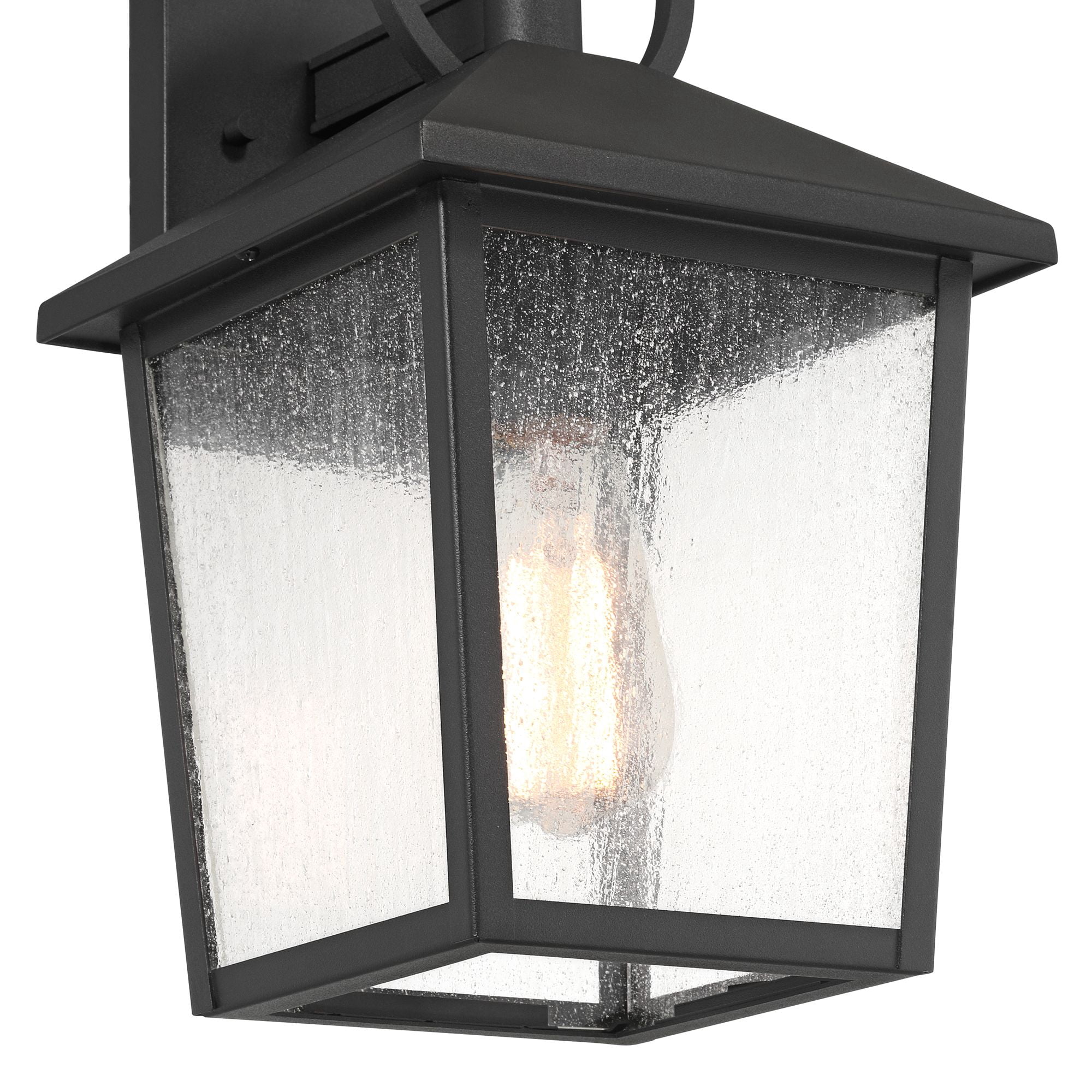 John Timberland Westmont 13 3/4" High Modern Outdoor Wall Light Fixture Mount Porch House Weatherproof Sand Black Glass Shade