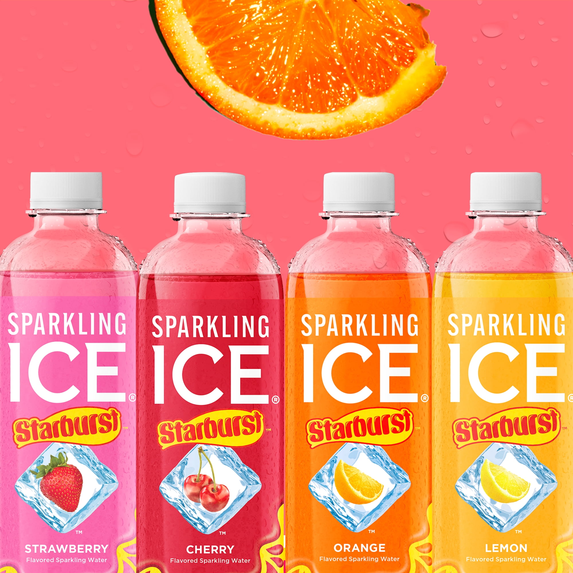 (5 pack) Sparkling Ice Starburst Orange Zero Sugar Flavored Water with Vitamins, Low Calorie, 17 fl oz Bottle