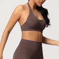 thumbnail image 5 of Neewe Women's Seamless Sports Bra Knitted Yoga Suit Gathering Breathable Workout Gym Tank Top for Women-Coffee XL, 5 of 9
