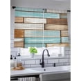 thumbnail image 5 of Sheer Curtains 45 Inch Length 2 Panels Set for Kitchen, Blue Brown Vintage Semi Sheer Curtains for Windows, Retro Farmhouse Elegant Pastoral Voile Window Treatments Rod Pocket Curtain, 5 of 7