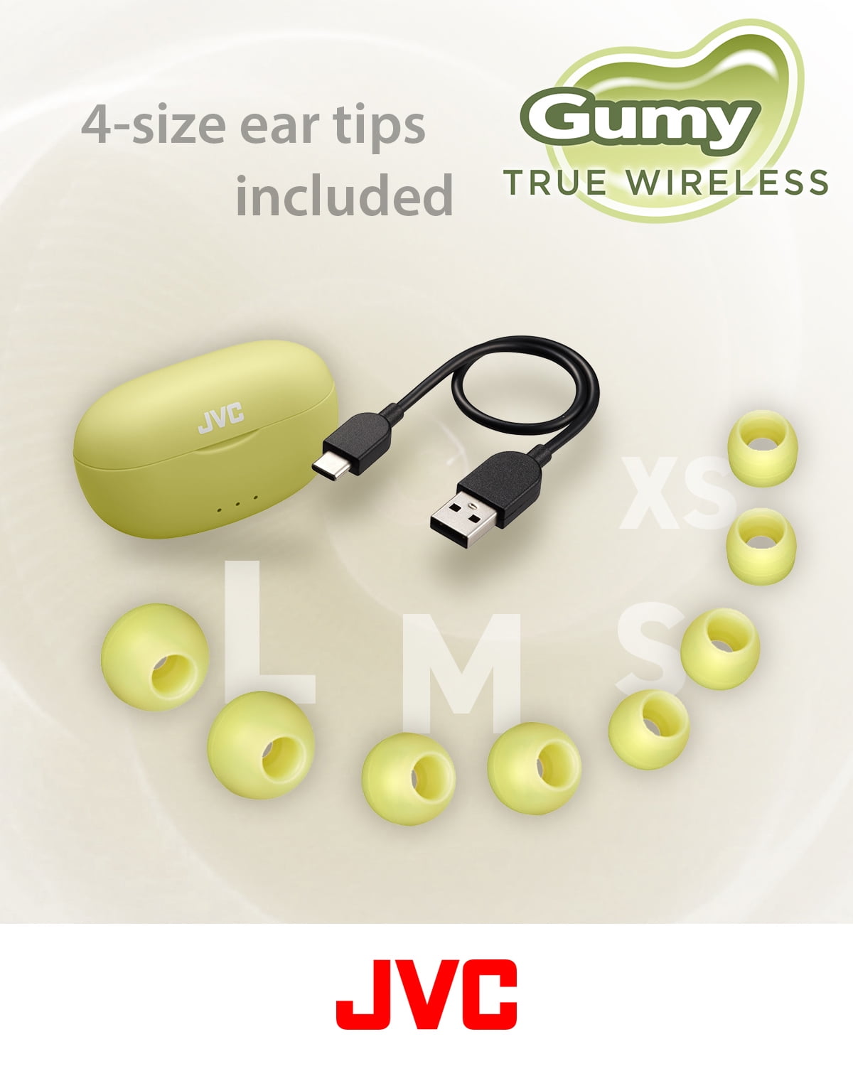 JVC New Gumy True Wireless Earbuds Headphones, Long Battery Life (up to 24 Hours), Sound with Neodymium Magnet Driver, Water Resistance (IPX4) - HAA7T2G (Green), Compact