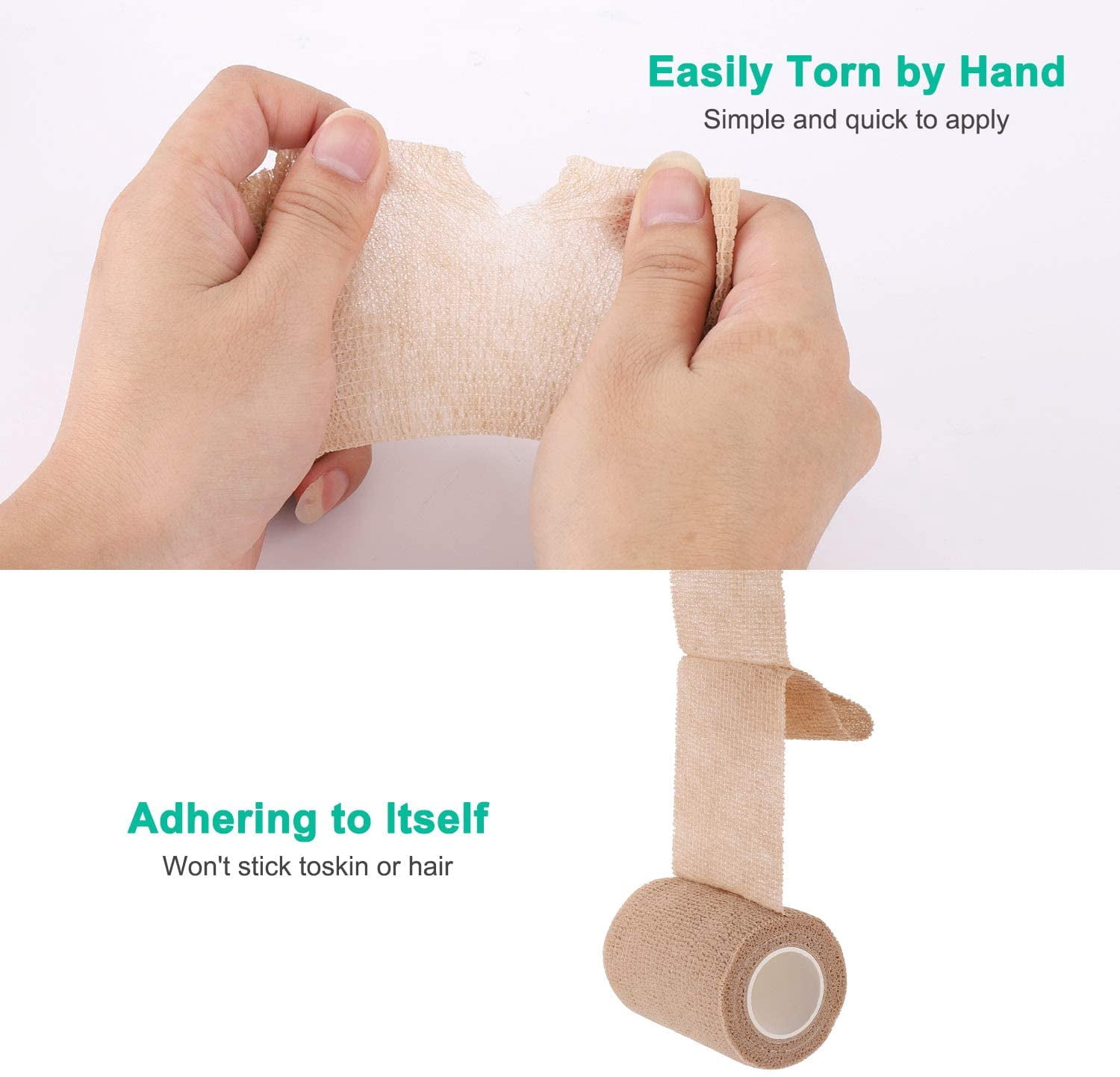 Self-Adhesive Cohesive Wrap Bandage Flexible Stretch Tape Athletic Strong Elastic First Aid Wrap Bandages for Wrist & Hand, Ankle Sprains, Swelling 6 Packs, 3Inch X 5Yards