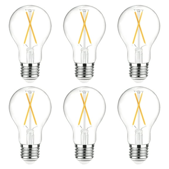 DAYBETTER A19 Vintage LED Edison Bulbs,NO-Dimmable Light Bulb 60W Equivalent,2700K Warm White, 8W E26 Standard Base, 800Lumens, CRI80 , Clear Glass Filament Bulb for Home, Farmhouse,6 Pack