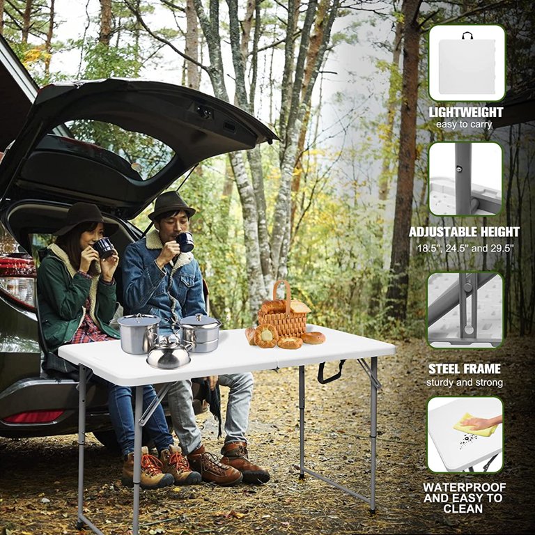 Wholesale 4 ft Plastic Folding Table Adjustable Height & Waterproof