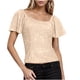 thumbnail image 1 of Mujeres de Manga Corta Tops Color Sólido Lentejuelas Moda Casual Top 95% Poliéster 5% Spandex, Nueva Blusa de Cuello Redondo para la Fiesta Y Diario, 1 of 6