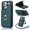 Green, variant on Designed for iPhone 12 Pro / iPhone 12 6.1" Case Wallet with Card Holder for Women Girls, Crossbody Case with Lanyard Strap, Protective PU Leather Purse Case with Ring Holder Stand - Black