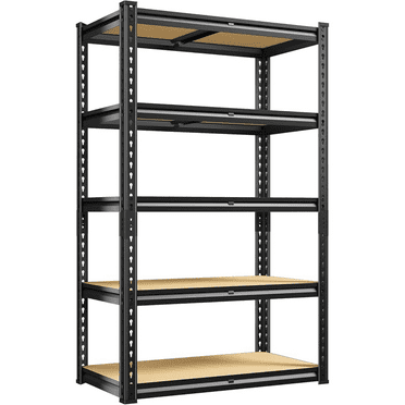 Storage Shelves 2020LBS Garage Shelving Heavy Duty 5 Tier Metal Shelving Units for Storage Adjustable Utility Shelf Rack for Kitchen Warehouse Basement 28" W x 12" D x 59.8" H, Black