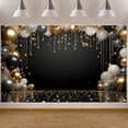 thumbnail image 3 of Black Gold White Party Banner Metallic Balloons Celebration Backdrop Shiny Confetti Hanging Ornaments Event Display for Birthday Celebration Anniversary Party Formal Events, 3 of 9