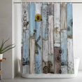 thumbnail image 5 of Blue Grey Wooden Shower Curtain Set, Waterproof Shower Curtains for Bathroom, Farmhouse Barn Sunflowers Retro Washable Fabric Cloth Bath Curtain for Bathtub Decoration with Hooks 72x78 Inches, 5 of 9