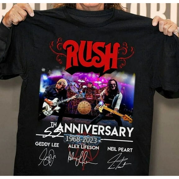 New 55 Years RUSH Band 1968-2023 Signatures T-Shirt All Size S to 5XL
